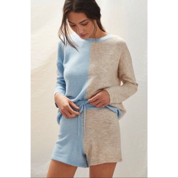 NEW Anthropologie Saturday Sunday Lea Knit Lounge Pajama 2P Set Medium Petite